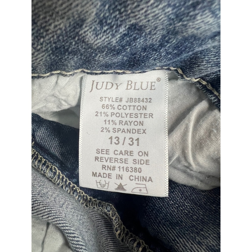 Judy Blue Skinny Jeans Size 13/31 Distressed‎ Ripped Paint Splatter Denim - Picture 6 of 8